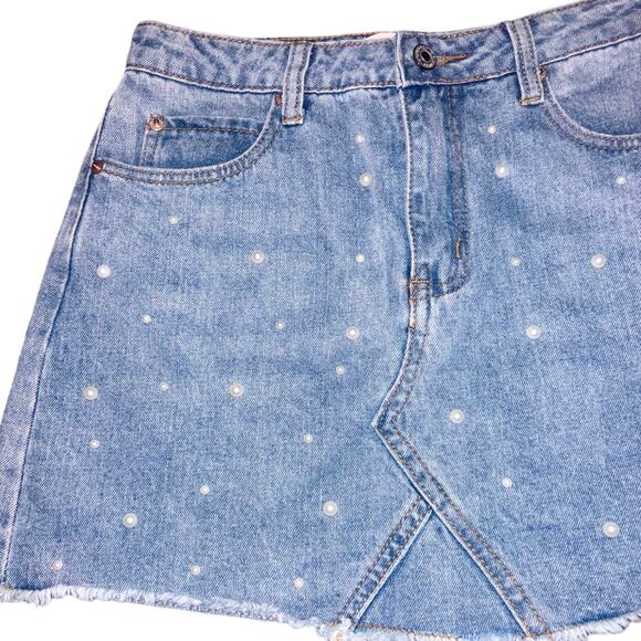 Sunset + Spring denim pearl mini skirt - Picture 5 of 5
